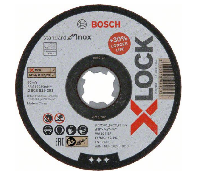 BOSCH CUTTING DISC X-LOCK MULTI MATERIAL STRAIGHT 125 X 1 X 22.23
